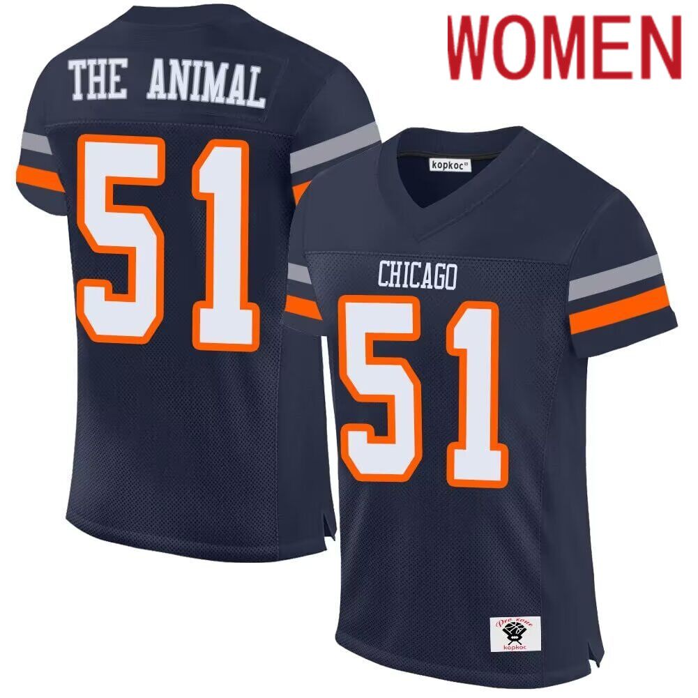 Women Chicago Bears 51 The Animal blue2024 Nike Limited NFL throwback Jersey